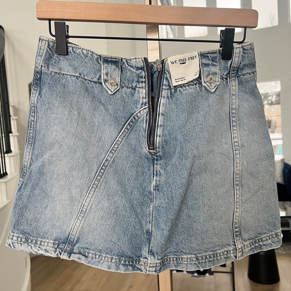 Free People denim a-line mini skirt